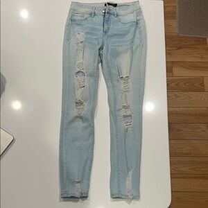 Refuge Light Blue Ripped Skinny Jeans